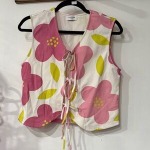 Anniewear Pink Floral Tie-Front Tank Top